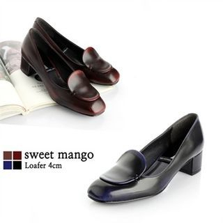 SWEET MANGO Stitched Chunky-Heel Pumps