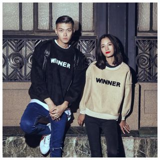 Simpair Matching Couple Lettering Pullover