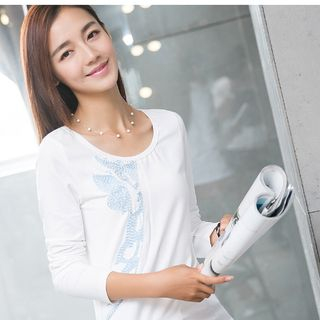 MEFOUND BASIC Embroidered Long-Sleeve Top