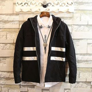 Rockedge Printed Hooded Paneled Zip Jacket