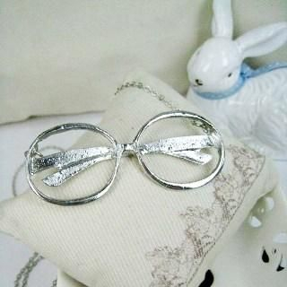 MyLittleThing Silver Vintage Old Lady Glassess Necklace Silver - One Size