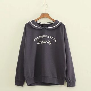 Mushi Collared Lettering Pullover