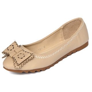 yeswalker Scallop-Trim Bow-Accent Flats