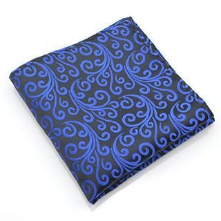 Xin Club Vine Pattern Pocket Square Black, Blue - One Size