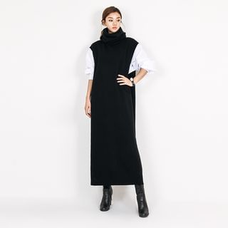 FASHION DIVA Cowl-Neck Sleeveless Wool Blend Maxi Dress