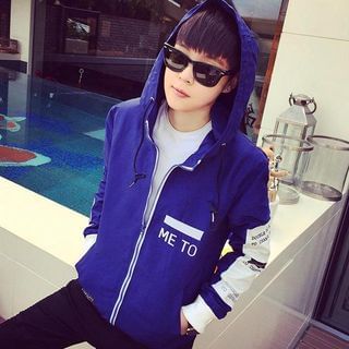 JUN.LEE Lettering Hooded Zip Jacket