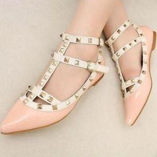 Mancienne Pointy Studded Flats