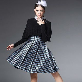 Ozipan Set: Ruffled Knit Top + Printed Skirt