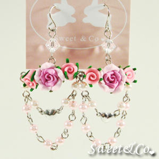 Sweet & Co. Sweet Fuchsia Candy Chandelier Rose Earrings