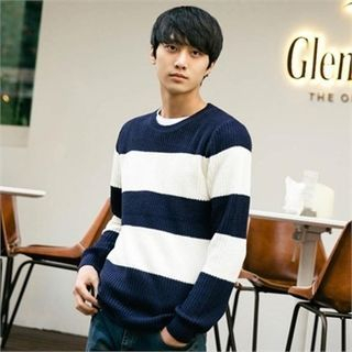 STYLEMAN Round-Neck Striped Sweater