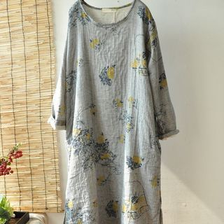 Rosadame Long-Sleeve Floral Midi Dress