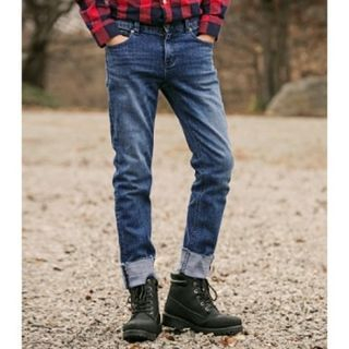 ABOKI Fray-Hem Washed Slim-Fit Jeans