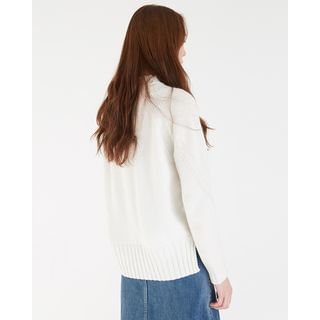 Someday, if Mock-Neck Pointelle-Knit Wool Blend Sweater