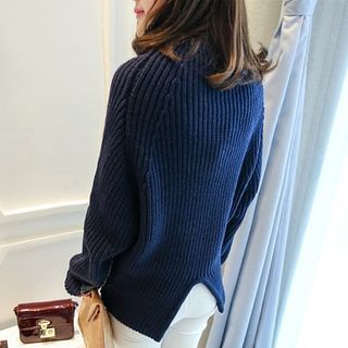 Soft Luxe Color-Block Turtleneck Sweater