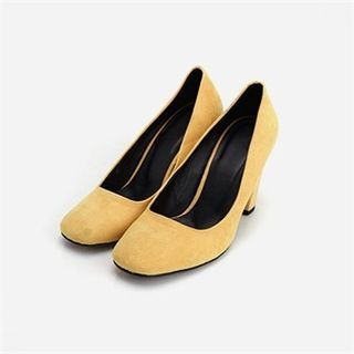 LIPHOP Faux-Suede Chunky-Heel Pumps