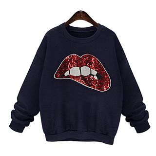 FURIFS Sequined Lips Pullover