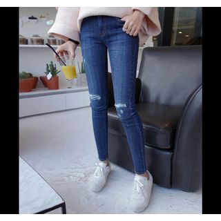 Miamasvin Cutout-Detail Brushed-Fleece Skinny Jeans