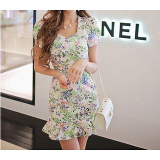 Lovi Flower Print Short-Sleeve Dress