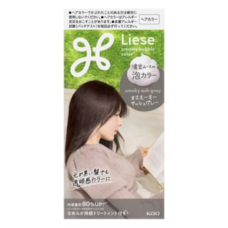 Kao - Liese Creamy Bubble Hair Color For Black Hair Smoky Ash Gray - 115Ml