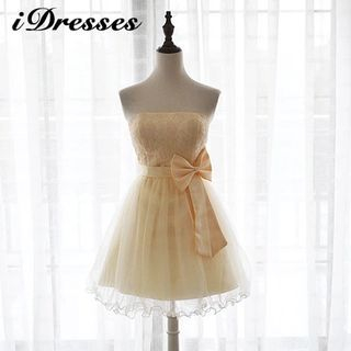 idresses Strapless Bow-accent Bridesmaid Dress