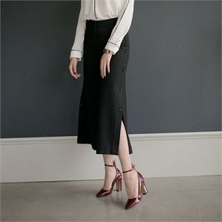 O.JANE Button-Detail Wide-Leg Dress Pants