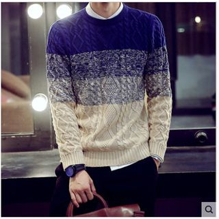 JVR Striped Cable Knit Sweater