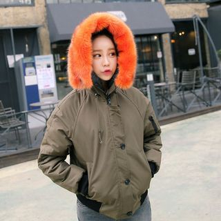 Cherryville Contrast Faux-Fur Hooded Padded Jacket