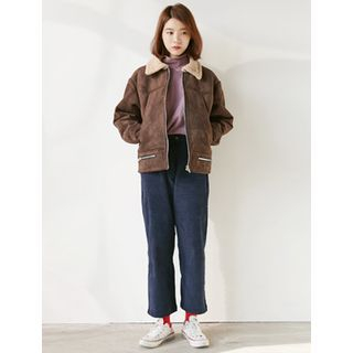 FROMBEGINNING Zip-Up Faux-Shearling Jacket