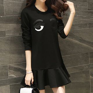 Emeline Long-Sleeve Eye Applique Dress