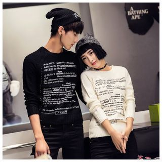 Simpair Matching Couple Lettering Sweater