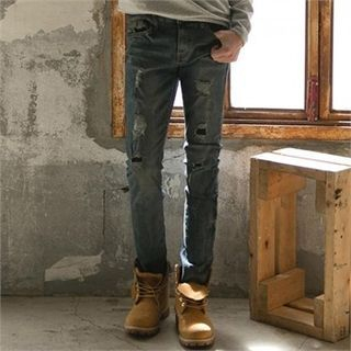 STYLEMAN Distressed Straight-Cut Jeans