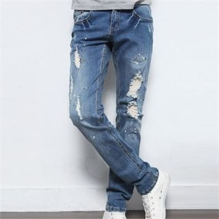 Superstar.i Distressed Splatter-Paint Jeans