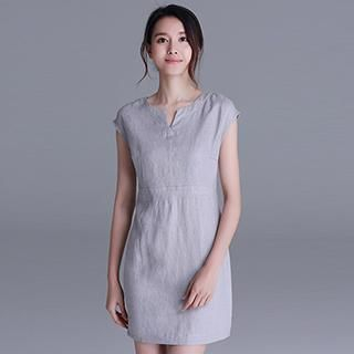 Romantica Cap-Sleeve Notched-Neck Mini Dress