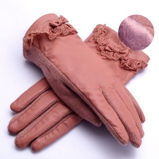RGLT Scarves Faux-Leather Panel Wool Blend Gloves