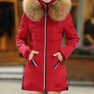 Snowfluff Furry-Trim Hooded Padded Coat