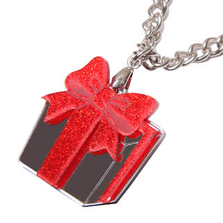 Sweet & Co. Sweet Red Glitter Present Chain Silver Necklace