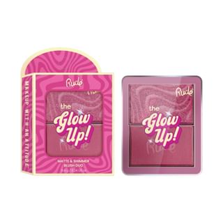 Rude Cosmetics - The Glow Up! Matte & Shimmer Blush Duo - 6 Colors Coral Gleam - 6.8G