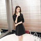 Long-Sleeve Knit Sheath Dress Black - M от YesStyle.com INT Long-Sleeve Knit Sheath Dress Black - M от YesStyle.com INT