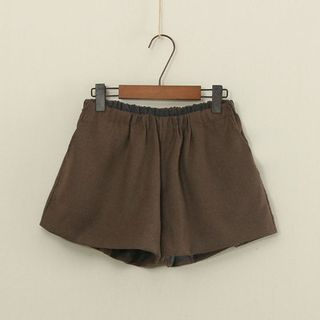 Mushi Elastic-Waist Woolen Shorts