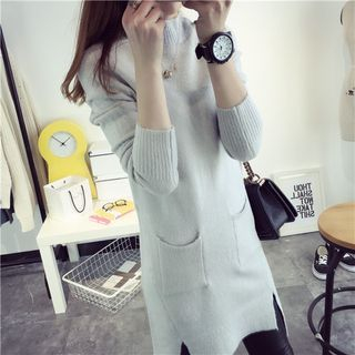 Qimi Mock-Neck Long Sweater