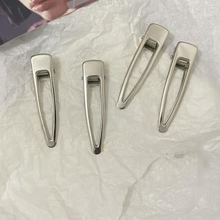 Set of 4: Metallic Hair Clip Set of 4 - Silver - One Size