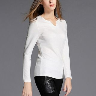 Merald Split-collar Long-Sleeve T-shirt