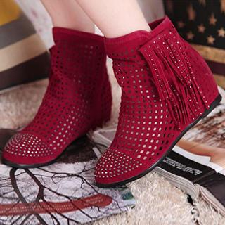 Sidewalk Studded Perforated Flat Ankle Boot
