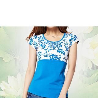 Zyote Flower Print Panel T-Shirt