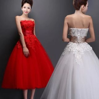 Bridal Workshop Off Shoulder Lace Panel A-Line Party Dress