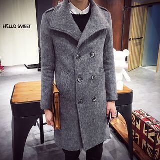 Bay Go Mall Woolen Double Breasted Long Coat