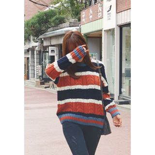 BBORAM Stripe Cable-Knit Sweater