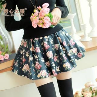 Kaven Dream Elastic-Waist Floral Print Mini Skirt One Size