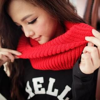 Circle Knit Scarf Red - One Size