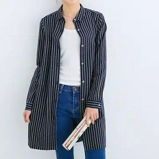 TOJI Long-Sleeve Striped Long Shirt